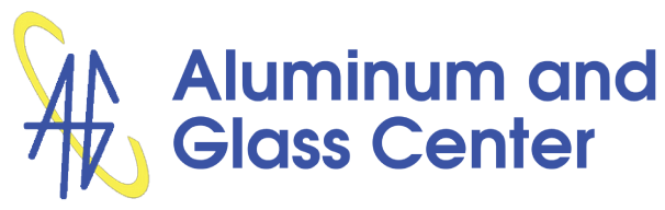 Aluminium and glass center logo